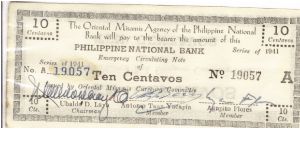 S581 RARE Misamis Oriental 10 centavos note, this note is rare in any condition. Banknote