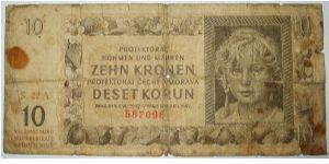 bohemia und moravia 10 korun. nazi ocupation. Banknote