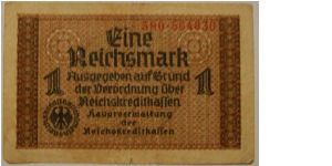 1 mark. nazi ocupation in europe Banknote