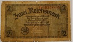 2 mark nazi ocupation in europe 8 digits Banknote