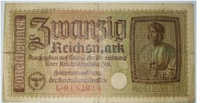20 mark nazi ocupation in europe Banknote