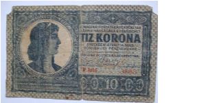 10 korona 1919 scarce Banknote