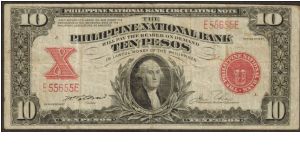 p58 1937 10 Peso PNB Circulating Note RADAR Banknote