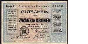 CZECHOSLOVAKIA - LIBEREC DISTRICT - 20 Korun - Pk NL Banknote