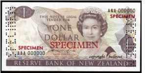 $1 Hardie II SPECIMEN - AAA 000000. Only 400 produced. Banknote