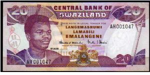 20 Emalangeni
Pk 21b Banknote