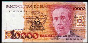 10 Cruzados Novos__
Pk 218__

Ovpt on 10'000 Cruzados Banknote