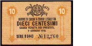 10 Centesimi __
Pk M1 __

Austrian Occupation of the Veneto __ Series N Banknote