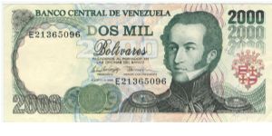 Venezuela 1998 2000 Bolivares.
Special thanks to Agustinus Mangampa and Adelina Silalahi Banknote