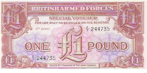 1 POUND
BRITISH ARMED FORCES
E/2 244735

P # M29 Banknote