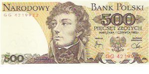 500 ZLOTYCH
GG 4219922

P # 145D Banknote