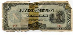 Japanese Occupation of the Philippines 10 Pesos Note. Banknote