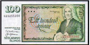 100 Kronur
Pk 54
----------------
05-05-1986
---------------- Banknote