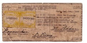Unlisted.Handsigned.Documentary stamp was on horizontal position. Banknote