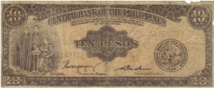 PI-136b Philippine 10 Pesos Counterfeit note with signature group 2. Banknote