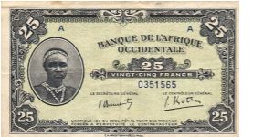 French West Africa Banknote