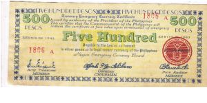 S-667 Rare Negros 500 Pesos note - Unsigned. Banknote