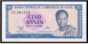 5 Sylis
Pk 22a

(L.01-03-1960) Banknote