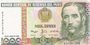 1000 INTIS

B 3196137 Q

P # 136B Banknote