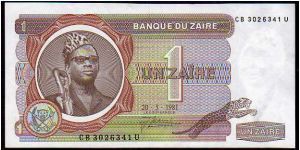 *ZAIRE*
_________________

1 Zaire
Pk 19b
----------------- Banknote