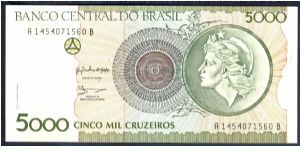 Brazil 5000 Cruzeiros 1990 P227. Banknote