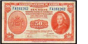 (Netherlands Indies)

50 Cents
Pk 110 Banknote