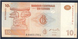 Congo 10 Francs 2003 P93. Banknote