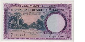 FEDERATION OF NIGERIA-
- 5/- Banknote