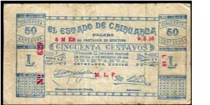(El Estado de Chihuahua)

50 Centavos
Pk s527 Banknote