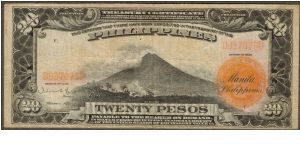 p85a 1936 20 Peso Treasury Certificate Banknote
