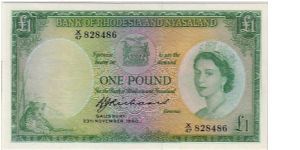 BANK OF RHODESIA AND NYASALAND-
 1 POUND Banknote