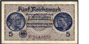 5 Mark
Pk 138
----------------
WWII
Regional Issue
Under German Occupation
1939-1945
---------------- Banknote