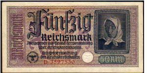 50 Mark
Pk 140
----------------
WWII
Regional Issue
Under German Occupation
1939-1945
---------------- Banknote