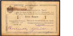 (German East Africa-Tanganyka)

1 Rupee
Pk 19

Series -E3- Banknote
