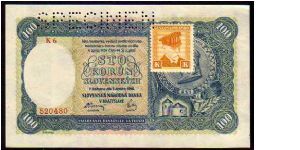 *CZECHOSLOVAKIA*
________________

100 Korun
Pk 52s
----------------
Specimen-o.d 1940
---------------- Banknote