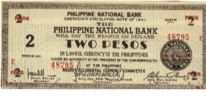 S-625a RARE Negros Occidental 2 Pesos note in series, 15 of 20. Banknote