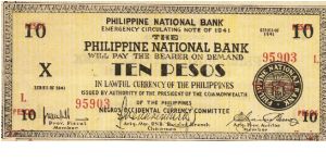 S-627b RARE Negros Occidental 10 Pesos note in series, 3 of 20. Banknote
