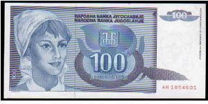 100 Dinara
Pk 112 Banknote