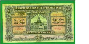 A very rare Portuguese India 20 Rupiah 1938 in a very fine + conditin Banknote