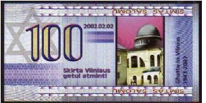 100 Shalomi
Pk NL
----------------
1943-2003
Commemorative Issued
Jewish Ghetto in Vilnius
---------------- Banknote