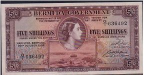 THE BERMUDA GOVERNMENT-
 5/- QEII Banknote