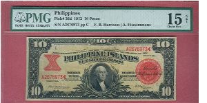 10 Pesos Silver Certificate P-36d graded by PMG as Choice Fine 15. Banknote
