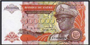 *ZAIRE*
_________________
500'000 Zaires
Pk 43a
----------------- Banknote