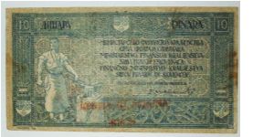10 dinar 40 krune. scarce Banknote
