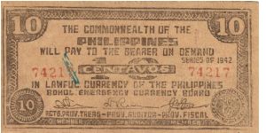 S-131d RARE Bohol 10 centavos note in series, 1 - 3. I will trade this note for notes I need. Banknote