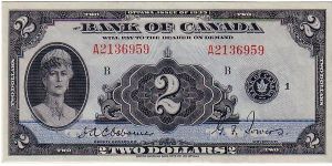 DOMINION OF CANADA-
 $2.00 THE PRINCESS Banknote