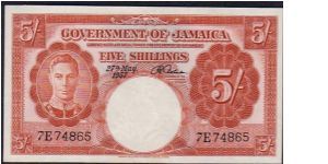 GOVERNMENT OF JAMAICA-
 5/- Banknote