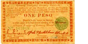 1 peso
Emergency Money
Negros
Green seal Banknote
