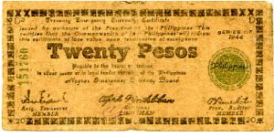20 peso
Emergency Money
Negros
Green seal Banknote