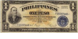 PI-94 Philippine 1 Peso Victory star note. Banknote